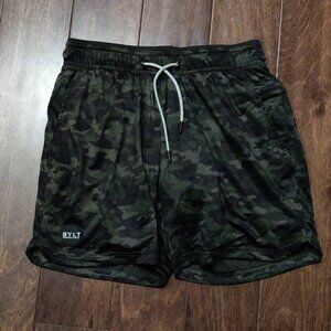 BYLT Basics Training Shorts No Liner Green/Black Camo SIZE MEDIUM